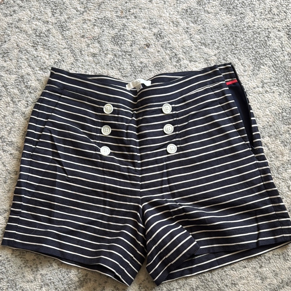 1901 Blue and White High Waist Shorts Nautical Style
